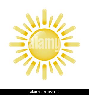 Cartoon sun with rays and glare on a white background. Logo, sun sticker. Stock Vector