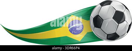 Realistic soccer ball featuring the colors of the Brazilian flag, vector illustration, isolated on a white background Stock Vector
