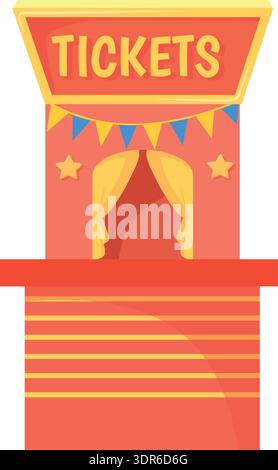 Tickets booth cartoon icon. Funfair show stand isolated on white background Stock Vector