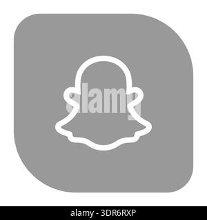 Snapchat instant messaging app icon. Black silhouete square shape vector illustration. Stock Vector