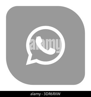 WattsApp instant messaging app icon. Black silhouete square shape vector illustration. Stock Vector