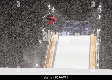 Livigno, Italy 20260217. Ulrik Samnøy in the men's freeski Big Air in ...
