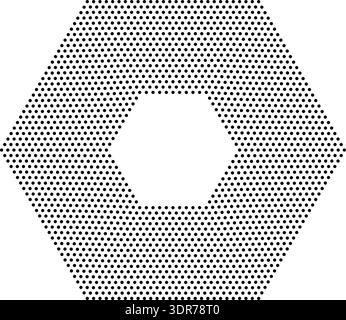 Hexagonal shape with 18 concentric dotted lines all thick and uniform without gradient Stock Vector