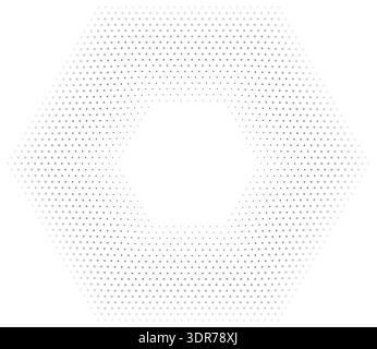 Hexagonal shape with 18 concentric dotted lines featuring thinner inner lines and thicker outer lines with a gradient from center to edge Stock Vector