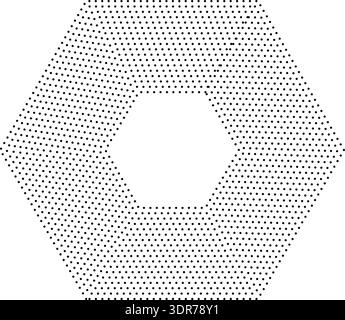 Hexagonal shape with 18 concentric dotted lines all of the same thickness without gradient Stock Vector