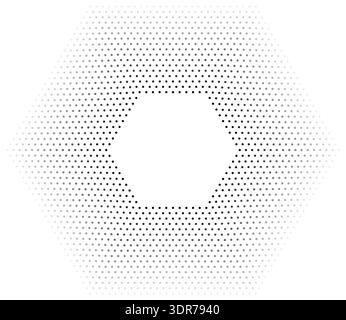 Hexagonal shape with 18 concentric dotted lines all of equal thickness featuring a gradient from center to edge Stock Vector