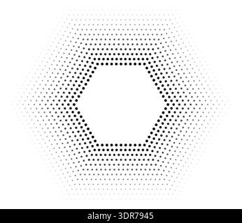 Hexagonal shape composed of 18 concentric dotted lines with thicker inner lines and thinner outer lines featuring a gradient from inside out Stock Vector