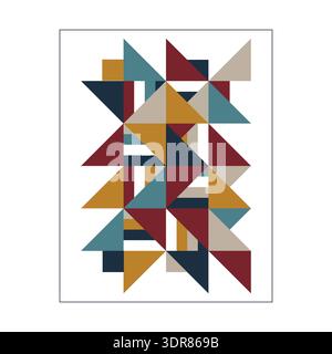 Abstract geometric illustration with triangles in muted retro tones isolated on white background. Stock Photo