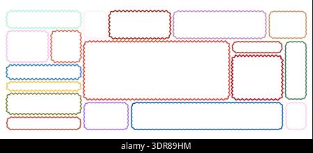 Set of wavy organic frames rectangle square shapes Abstract Designs icons and graphics, scallops geometry, Irregular flat shapes. Random spots and curvy elements. Smooth box Vector illustration Stock Vector
