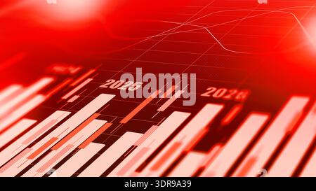 Data visualization shows trends and projections for years 2025 and 2026 Stock Photo