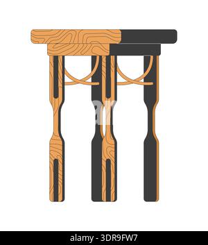 Wooden bar stool furniture 2D cartoon object Stock Vector