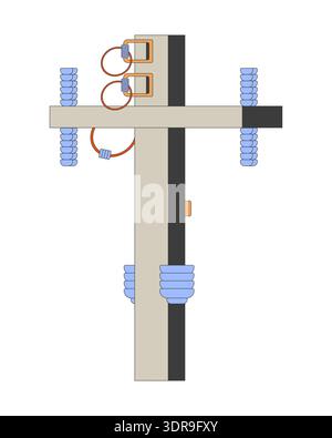 Electric utility pole 2D cartoon object Stock Vector