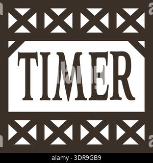 White panel with timer text in a bold serif style surrounded by an x pattern border Stock Vector