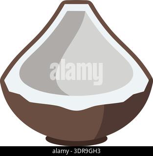 Flat illustration of a rounded dessert bun with white glaze on top and brown base Stock Vector