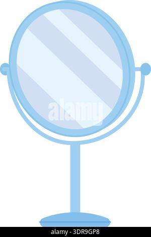 Oval makeup mirror cartoon icon. Face beauty routine equipment isolated on white background Stock Vector