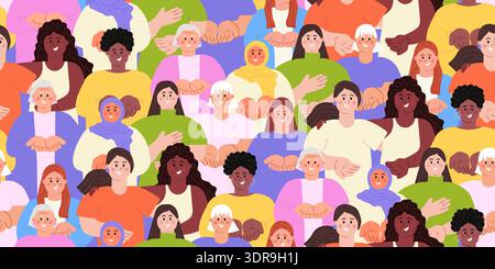 Give To Gain IWD 2026 seamless pattern vector illustration Stock Vector