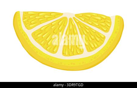 Yellow lemon slice vector hand drawn illustration. Italian food cartoon drawing for mediterranean menu and restaurant template. Isolated citrus fruit drawing perfect for colorful poster and design. Stock Vector