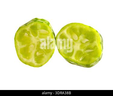 Two pieces of melothria scabra, Mexican sour mini cucumber Stock Photo