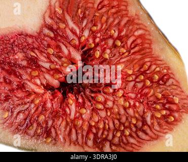 Fresh slice of figs on blue background is insulated. Stock Photo
