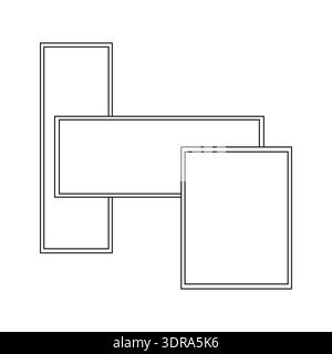 Modern interlocking frames. Sophisticated borders set. Professional rectangle Vector. Distinguished symmetrical outline. Stock Vector