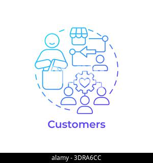 Customers blue gradient concept icon Stock Vector