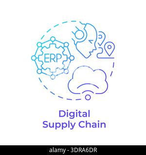 Digital supply chain blue gradient concept icon Stock Vector