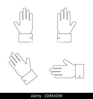Hand gestures set. Raised palm symbols. Business hands collection Vector. Formal stop sign. Stock Vector