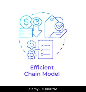 Efficient chain model blue gradient concept icon Stock Vector