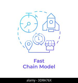 Fast chain model blue gradient concept icon Stock Vector