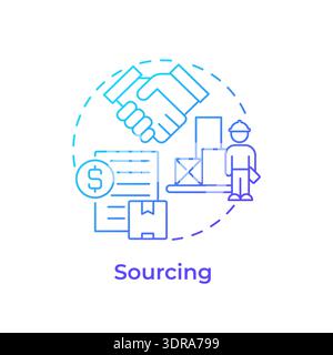 Sourcing blue gradient concept icon Stock Vector