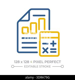 Accounting pixel perfect two color line icon Stock Vector