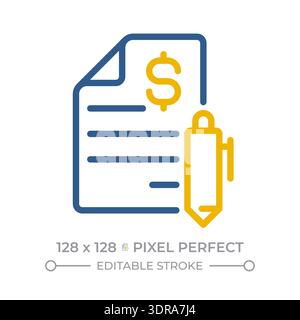 Statement pixel perfect two color line icon Stock Vector