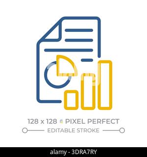 Annual report pixel perfect two color line icon Stock Vector