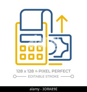 Accounts payable pixel perfect two color line icon Stock Vector