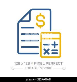 Budget pixel perfect two color line icon Stock Vector