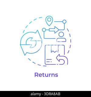 Returns blue gradient concept icon Stock Vector