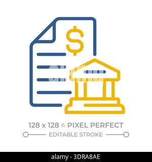 Bank reconciliation pixel perfect two color line icon Stock Vector
