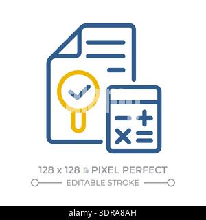 Account reconciliation pixel perfect two color line icon Stock Vector