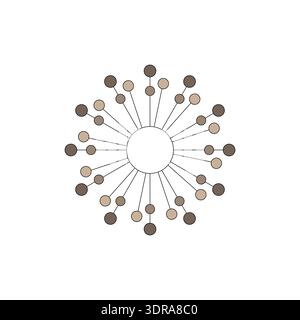 Radial spheres element. Circular abstract shape. Vector color emblem. Modern decor pattern. Stock Vector