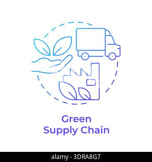 Green supply chain blue gradient concept icon Stock Vector