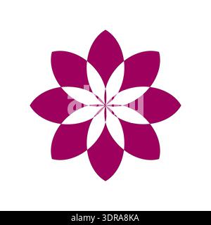Abstract flower ornament. Decorative radial Vector shape. Black line art design. Geometric mandala symbol. Stock Vector