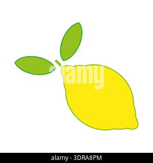 Fresh lemon fruit. Bright yellow color. Sour citrus Vector food. Simple healthy produce. Stock Vector