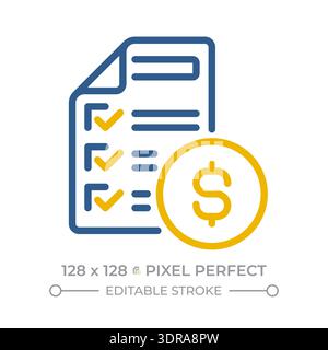Budget planning pixel perfect two color line icon Stock Vector