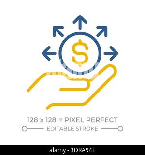 Money management pixel perfect two color line icon Stock Vector