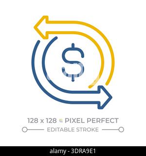 Profit and loss pixel perfect two color line icon Stock Vector