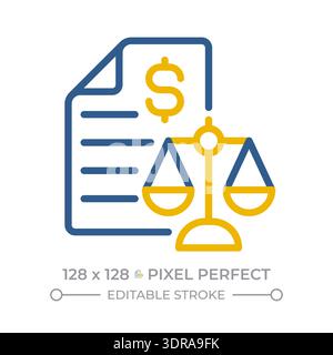 Balance sheet pixel perfect two color line icon Stock Vector