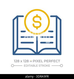 General ledger pixel perfect two color line icon Stock Vector