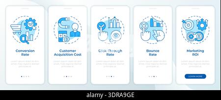 Marketing performance tracking blue onboarding mobile app screen Stock Vector