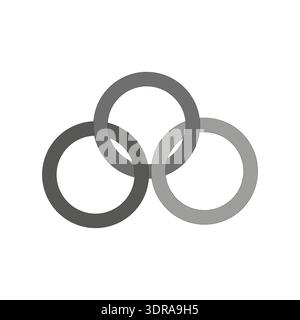 Interlocking circles symbol. Unity connection emblem. Connected loop Vector. Teamwork concept sign. Stock Vector