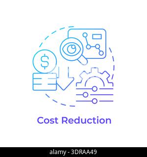 Cost reduction blue gradient concept icon Stock Vector